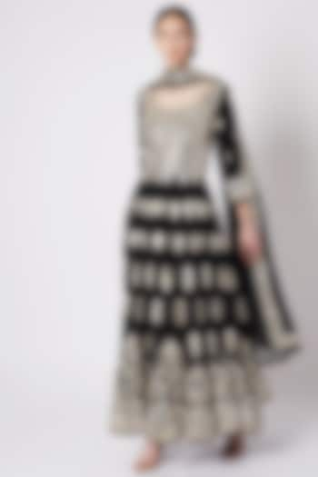 Black Embroidered Anarkali Set by ASAL By Abu Sandeep at Pernia's Pop Up Shop