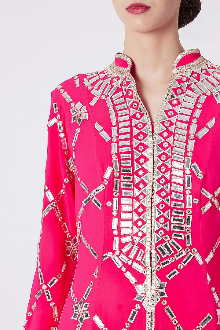 Fuchsia Pink Embroidered Sherwani Set by ASAL By Abu Sandeep at Pernia's Pop Up Shop