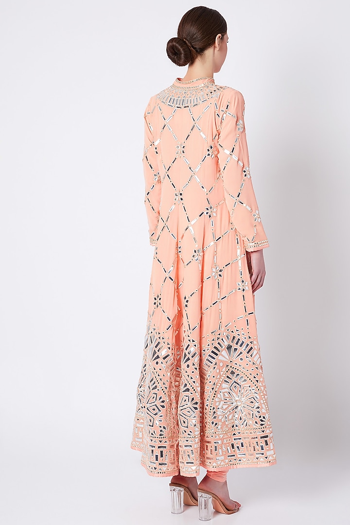 Peach Embroidered Kurta Set by ASAL By Abu Sandeep at Pernia's Pop Up Shop