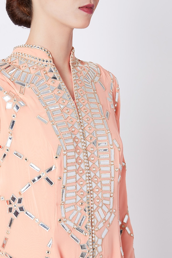 Peach Embroidered Kurta Set by ASAL By Abu Sandeep at Pernia's Pop Up Shop