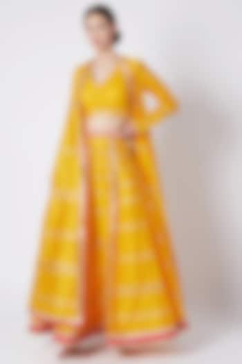 Yellow Gota Embroidered Lehenga Set by ASAL By Abu Sandeep