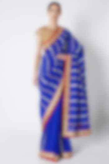 Royal Blue Embroidered Saree Set by ASAL By Abu Sandeep
