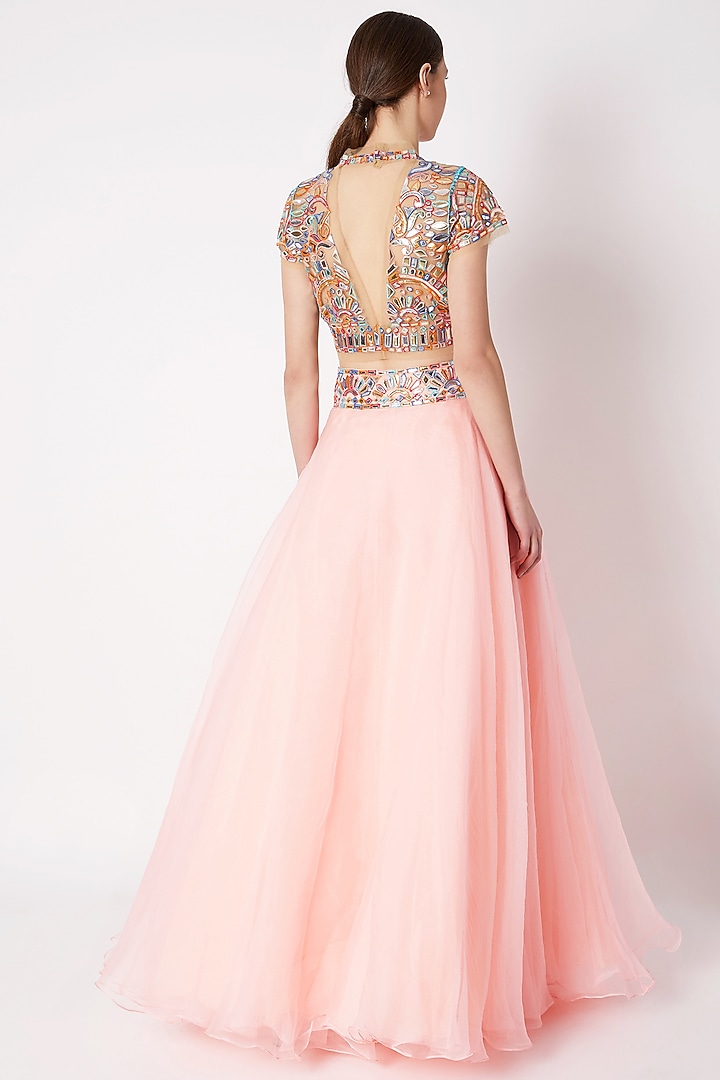 Peach Embroidered Bridal Lehenga Set by ASAL By Abu Sandeep at Pernia's Pop Up Shop