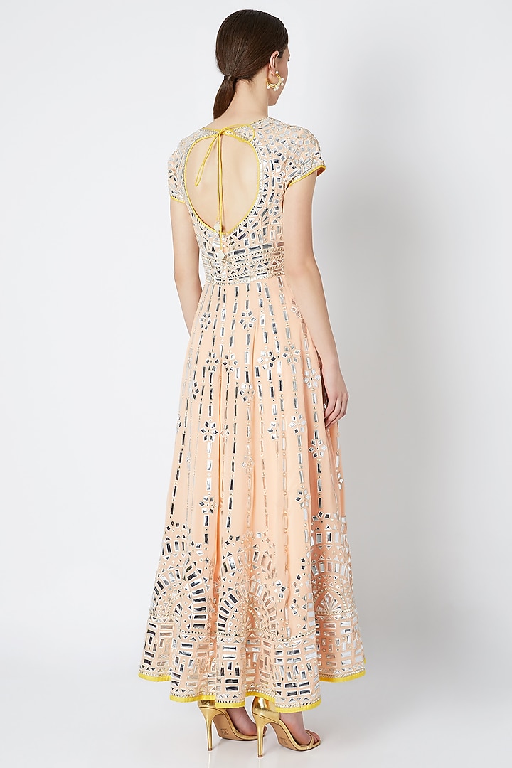 Peach Embroidered Bridal Anarkali Set by ASAL By Abu Sandeep at Pernia's Pop Up Shop