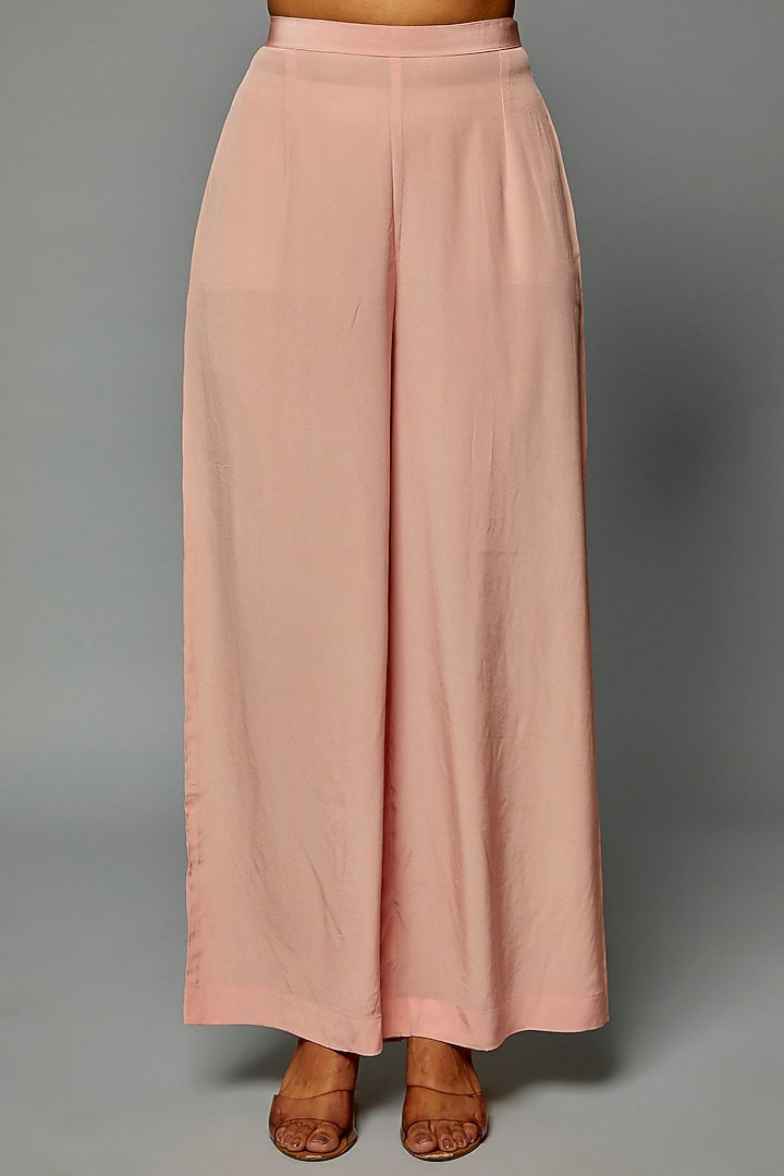 Peach Net Embroidered Kurta Set by ASAL By Abu Sandeep at Pernia's Pop Up Shop