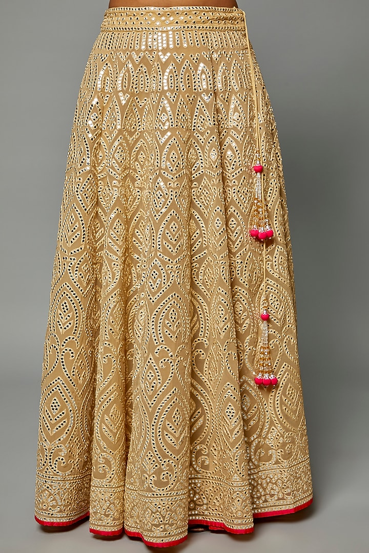 Beige Georgette Embellished Bridal Lehenga Set by ASAL By Abu Sandeep at Pernia's Pop Up Shop