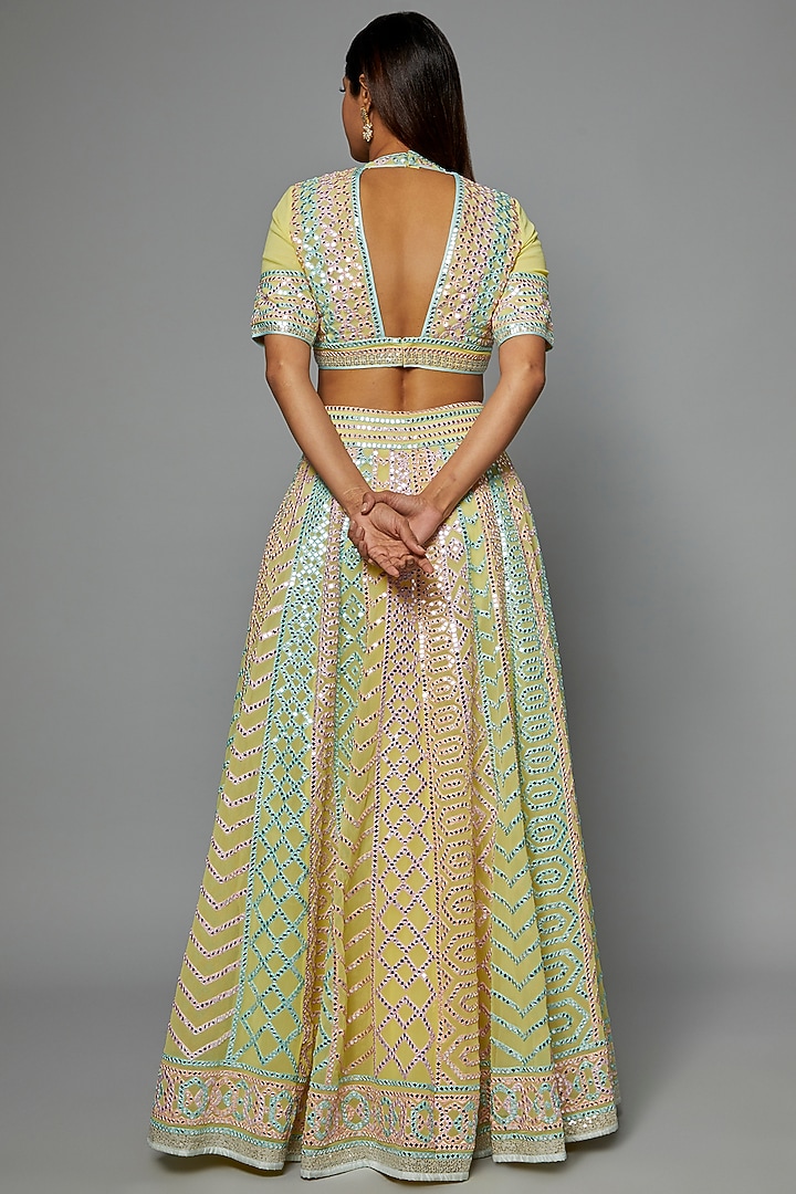 Yellow Georgette Embellished Bridal Lehenga Set by ASAL By Abu Sandeep at Pernia's Pop Up Shop