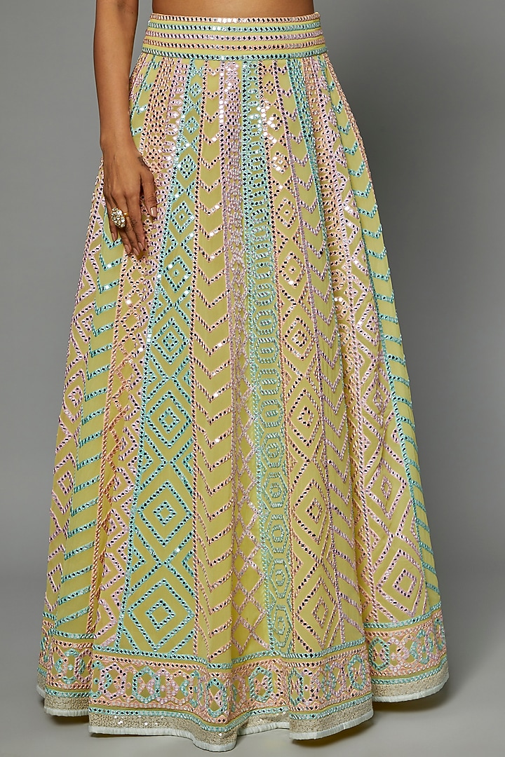 Yellow Georgette Embellished Bridal Lehenga Set by ASAL By Abu Sandeep at Pernia's Pop Up Shop