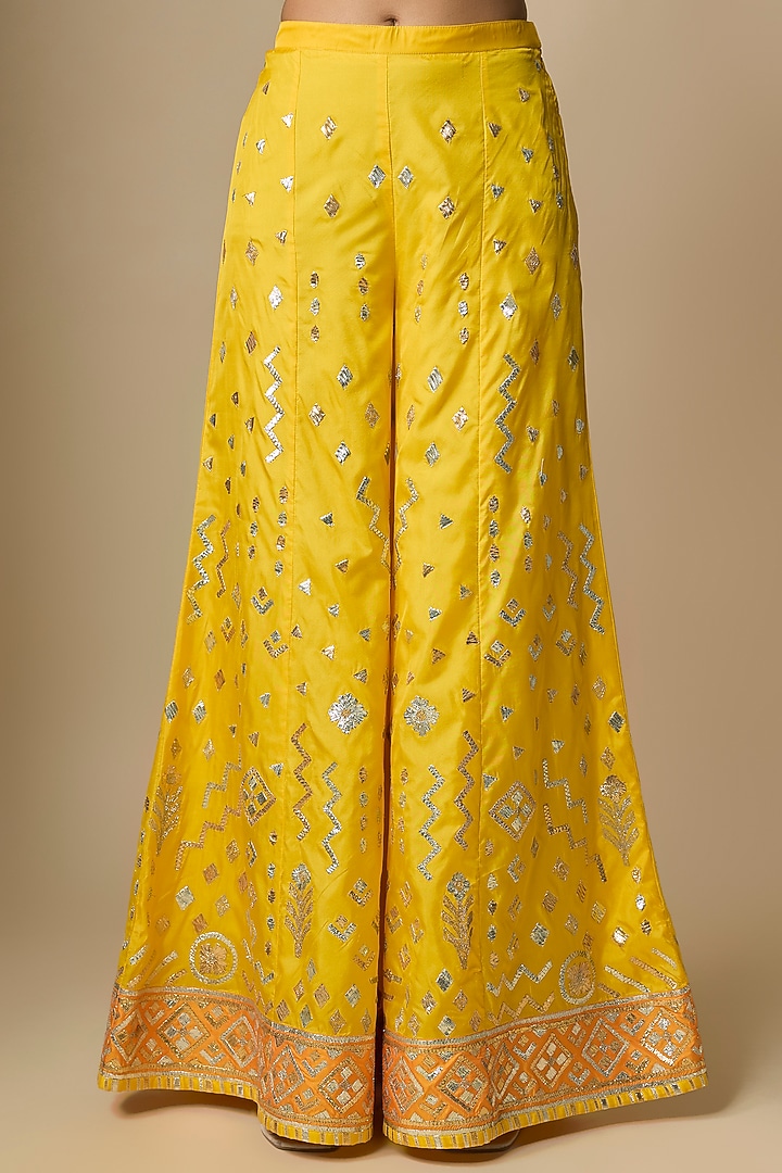Yellow Pure Silk Gota Bridal Sharara Set by ASAL By Abu Sandeep at Pernia's Pop Up Shop