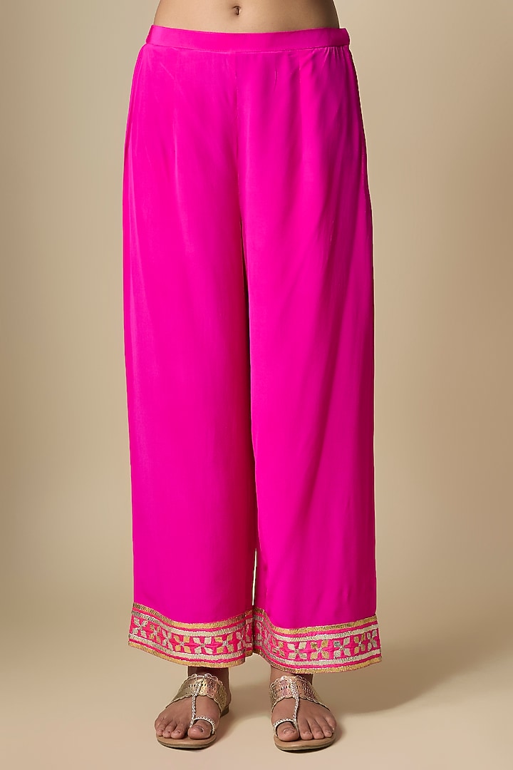 Pink Pure Silk Gota Kurta Set by ASAL By Abu Sandeep at Pernia's Pop Up Shop