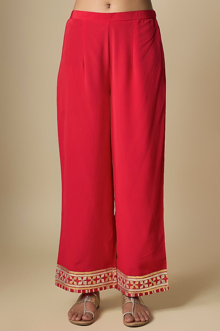 Red Pure Silk Gota Kurta Set by ASAL By Abu Sandeep at Pernia's Pop Up Shop