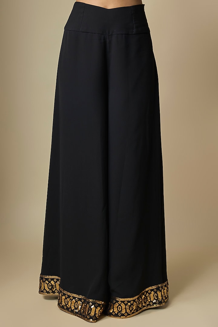 Black Pure Georgette Bridal Sharara Set by ASAL By Abu Sandeep at Pernia's Pop Up Shop
