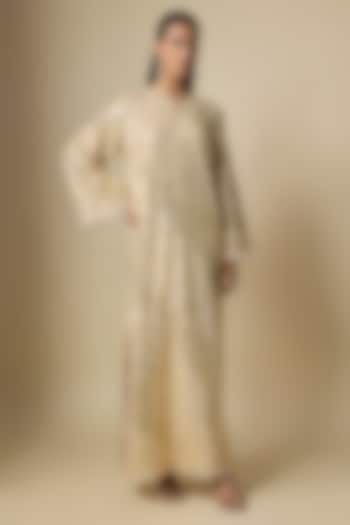 Beige Pure Georgette Sequins Work Kaftan by ASAL By Abu Sandeep at Pernia's Pop Up Shop