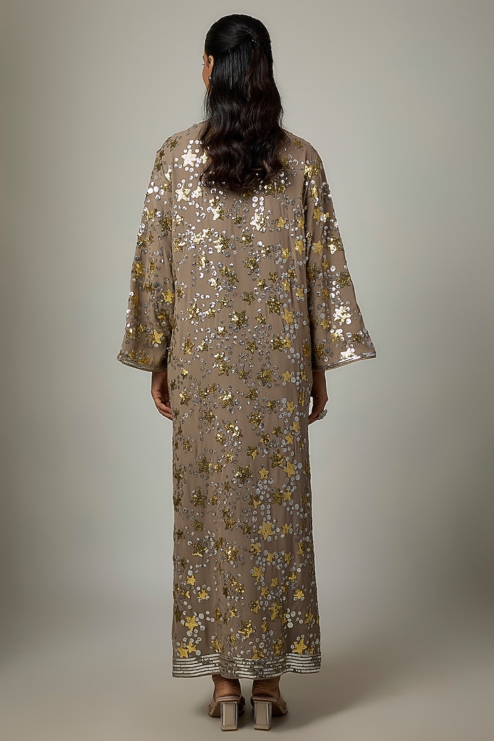 Grey Georgette Sequins Embroidered Kaftan by ASAL By Abu Sandeep at Pernia's Pop Up Shop