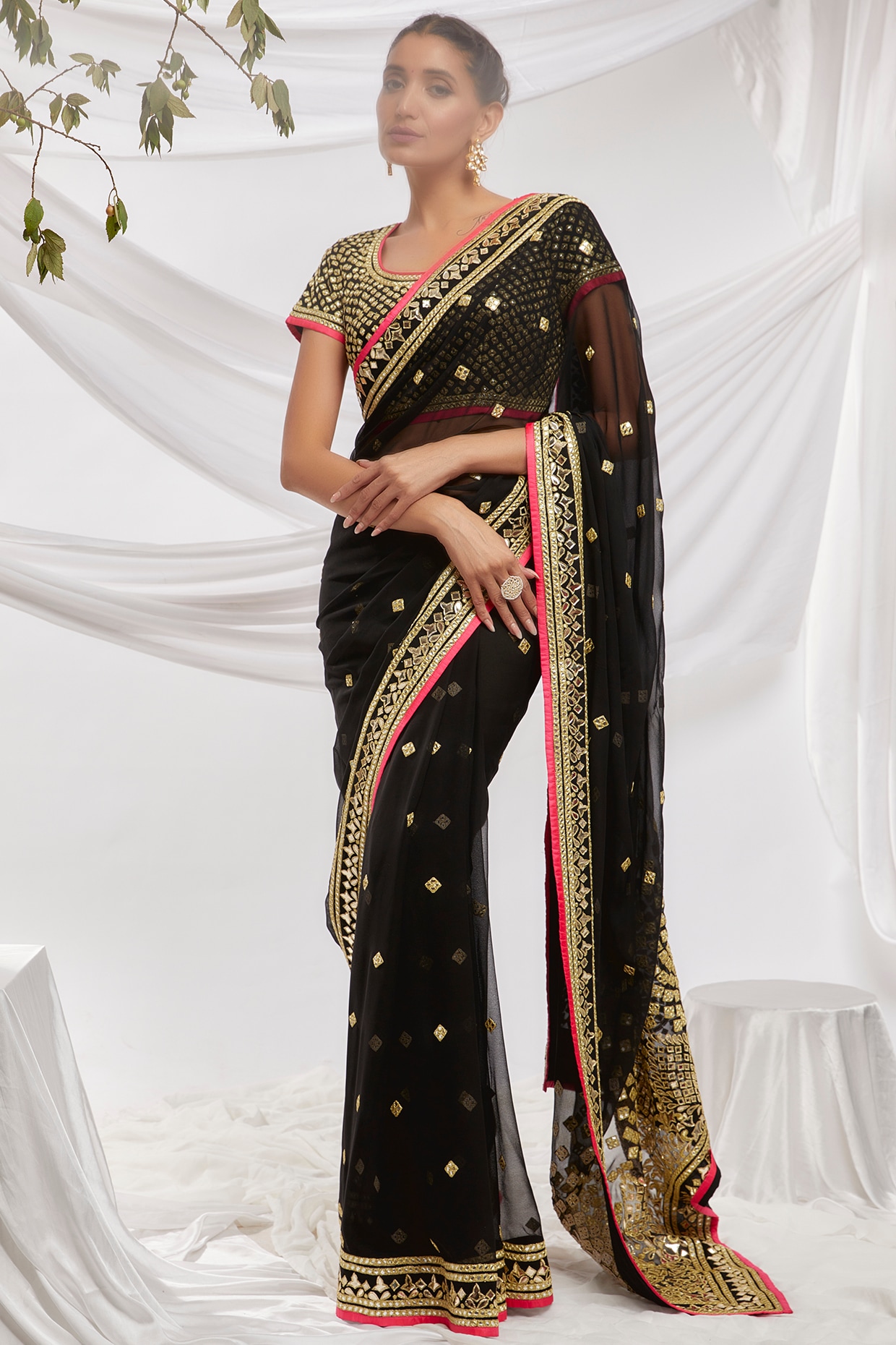 Party wear Mirror Work Linen Saree, Size: Free, 6.3 m (with blouse piece)  at Rs 575/piece in Surat