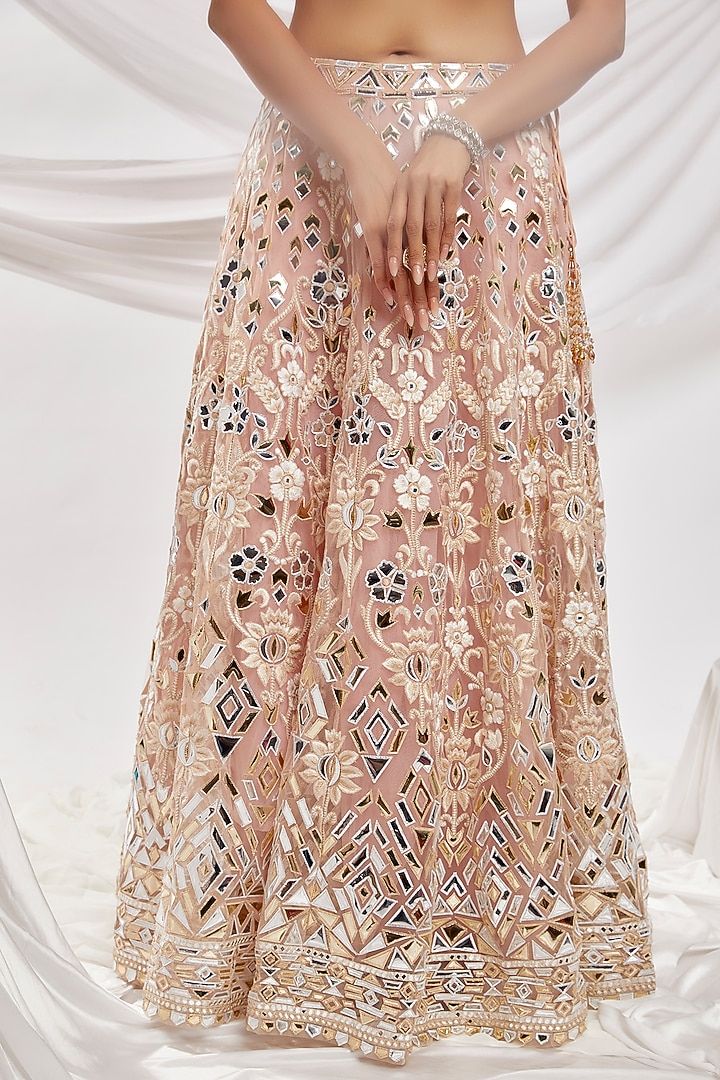 Beige Blended Net Embroidered Bridal Lehenga Set by ASAL By Abu Sandeep at Pernia's Pop Up Shop