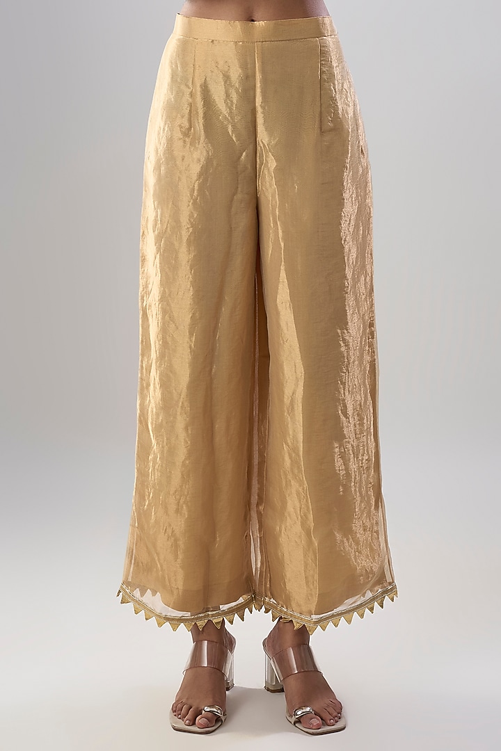 Beige Pure Tissue Embroidered Kurta Set by ASAL By Abu Sandeep at Pernia's Pop Up Shop
