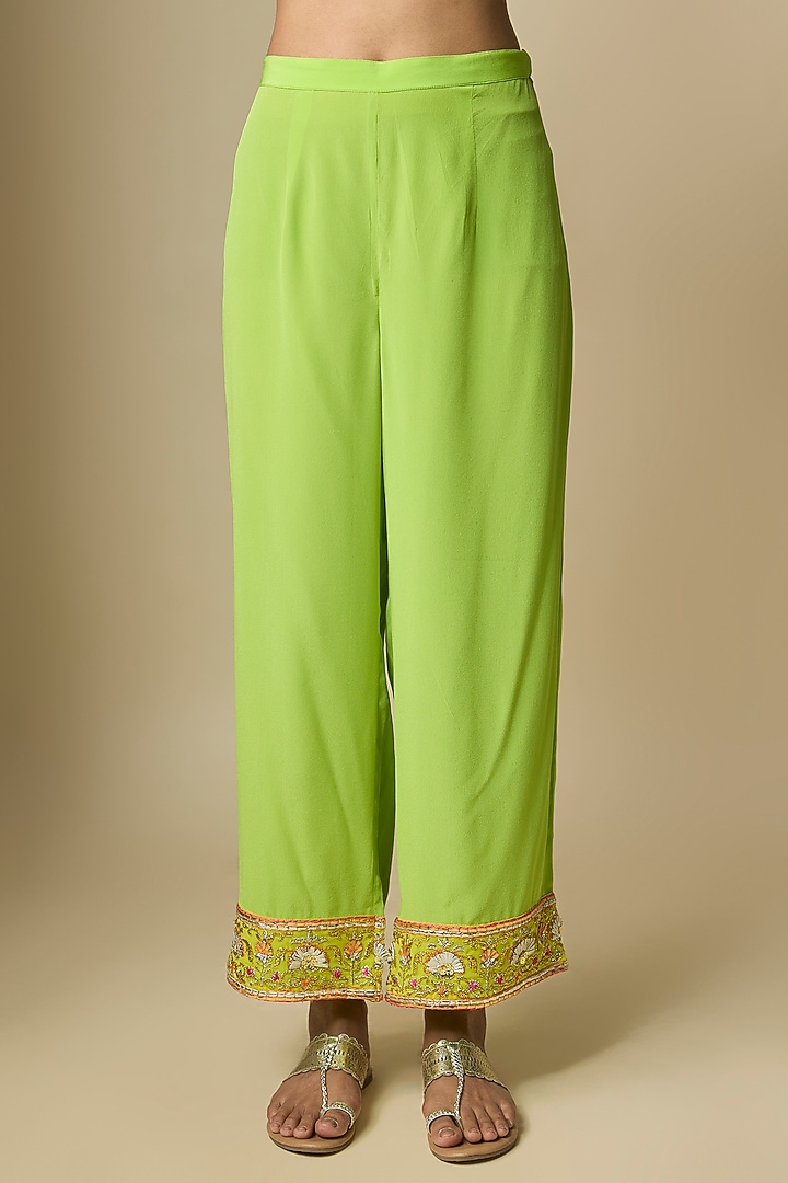 Green Pure Georgette Gota Embroidered Kurta Set by ASAL By Abu Sandeep at Pernia's Pop Up Shop