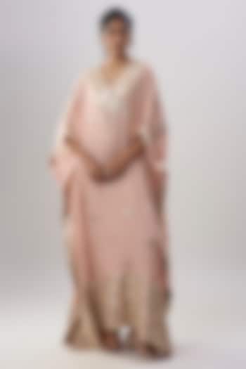 Peach Georgette Sequins Embroidered Kaftan by ASAL By Abu Sandeep at Pernia's Pop Up Shop