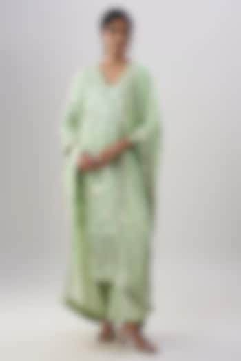 Mint Green Georgette Sequins Embroidered Kurta Set by ASAL By Abu Sandeep at Pernia's Pop Up Shop