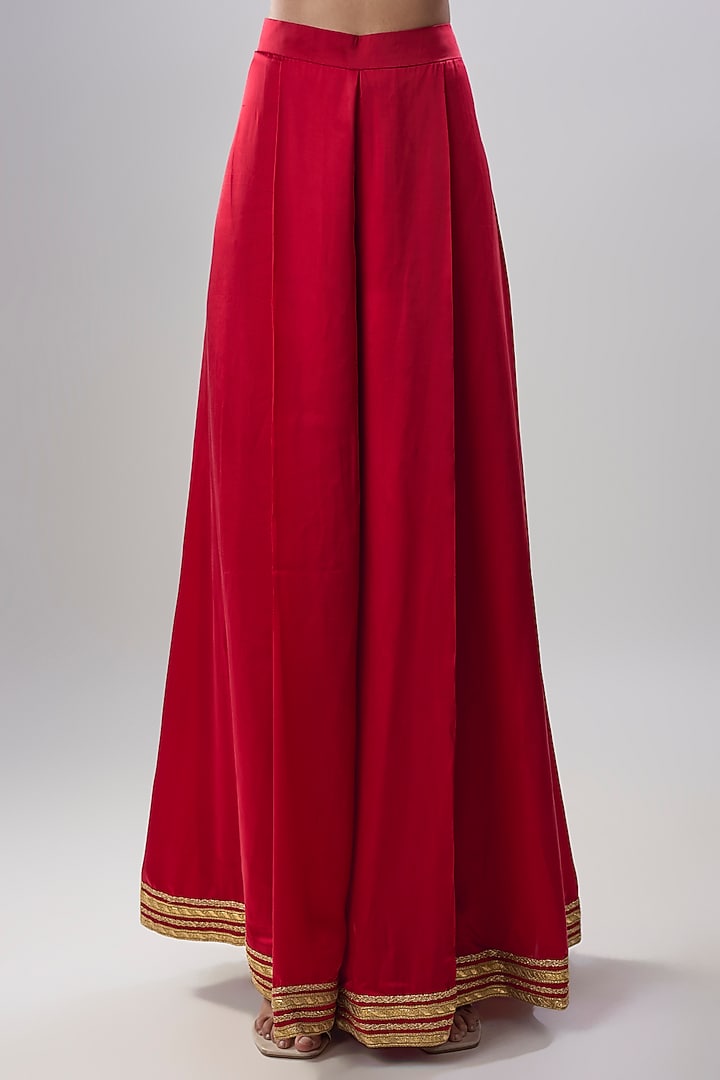 Maroon Modal Satin Embroidered Bridal Anarkali Set by ASAL By Abu Sandeep at Pernia's Pop Up Shop