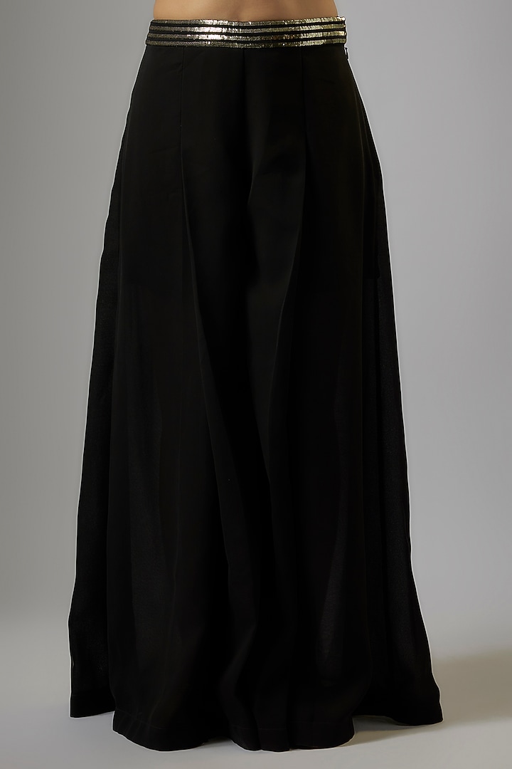 Black Blended Georgette Sequins Embroidered Jacket Set by ASAL By Abu Sandeep at Pernia's Pop Up Shop