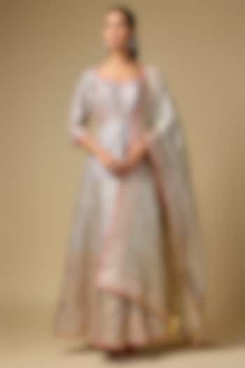 Gold & Silver Tissue Embroidered Bridal Anarkali Set by ASAL By Abu Sandeep at Pernia's Pop Up Shop