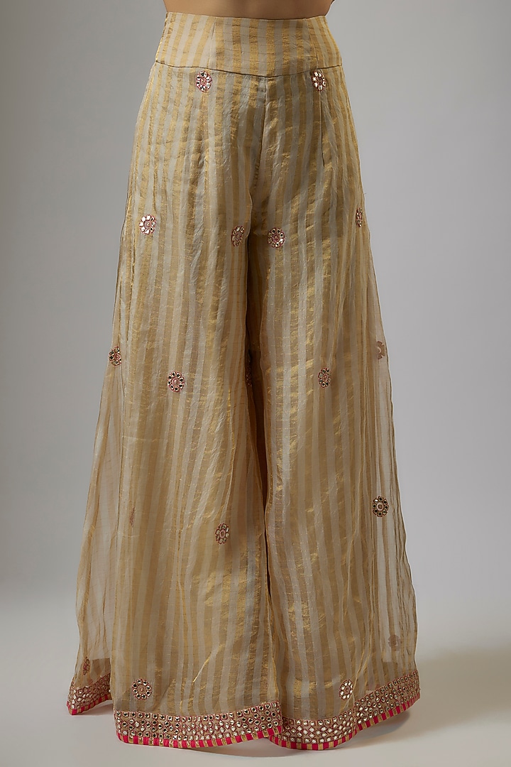 Gold Blended Tissue Mirror Embroidered Jacket Set by ASAL By Abu Sandeep at Pernia's Pop Up Shop