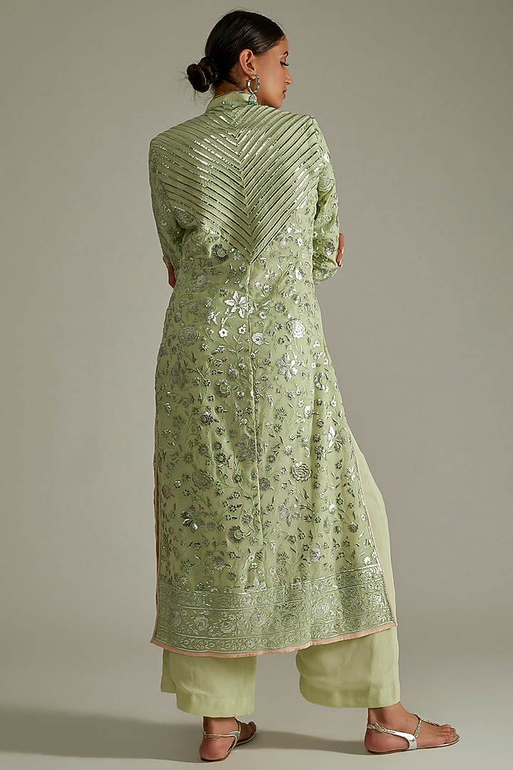 Mint Green Georgette Printed Pant Set main image 0