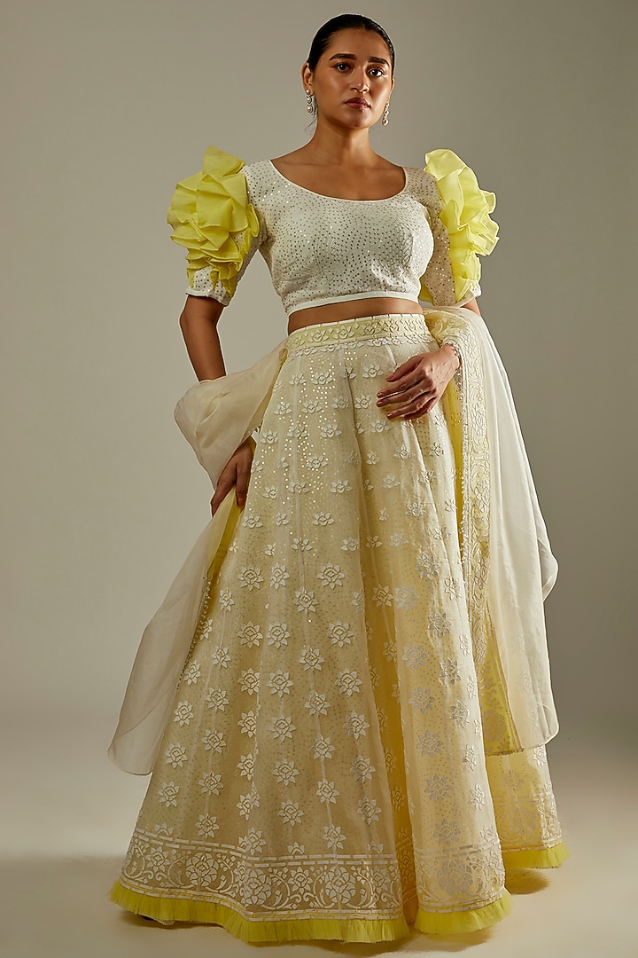 Yellow Organza Bridal Lehenga Set by ASAL By Abu Sandeep at Pernia's Pop Up Shop
