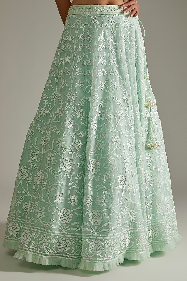 Mint Green Georgette Cape Set by ASAL By Abu Sandeep at Pernia's Pop Up Shop