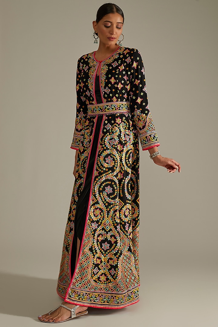 Black Embroidered Jacket Set by ASAL By Abu Sandeep