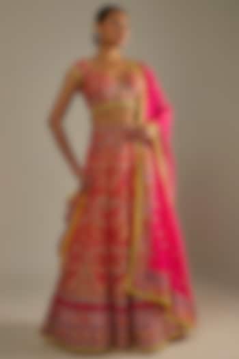 Pink Embroidered Bridal Lehenga Set by ASAL By Abu Sandeep at Pernia's Pop Up Shop