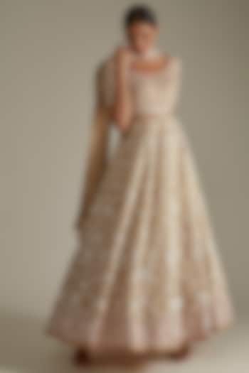 Gold Embroidered Anarkali Set by ASAL By Abu Sandeep