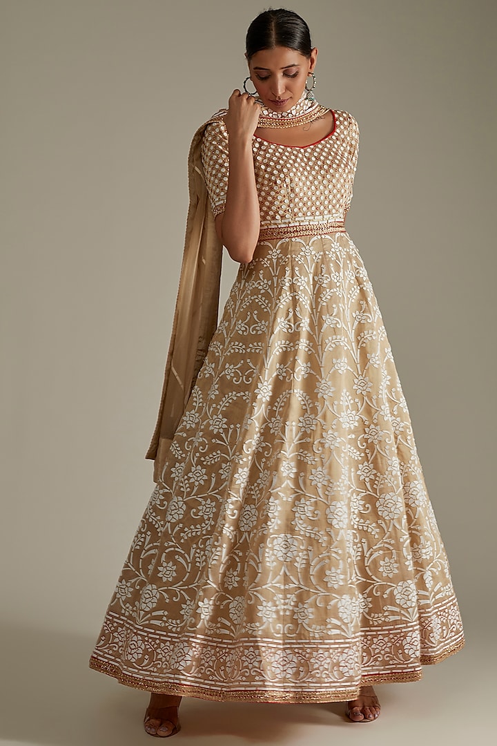 Gold Embroidered Anarkali Set by ASAL By Abu Sandeep