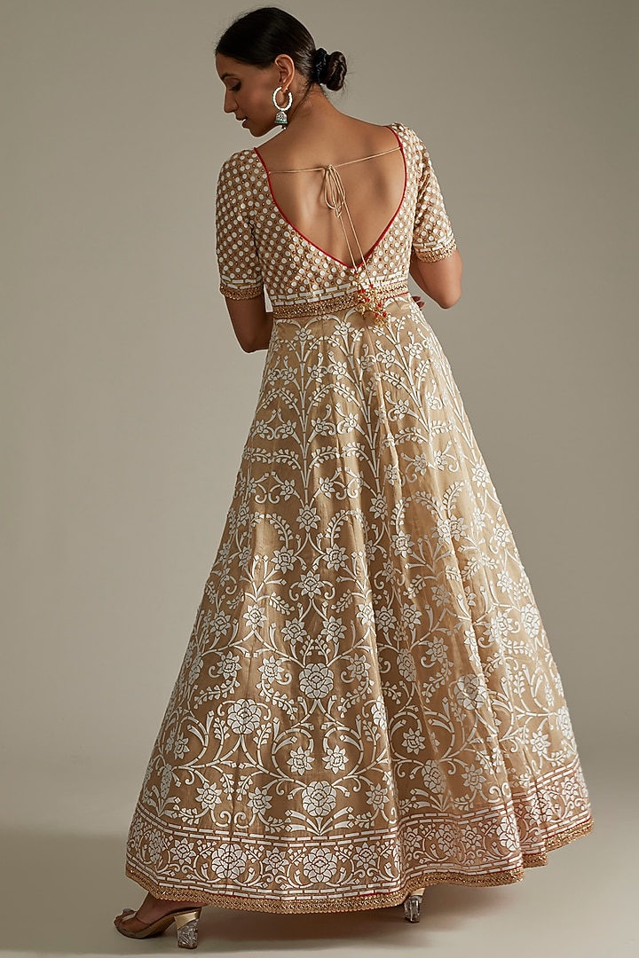 Gold Embroidered Bridal Anarkali Set by ASAL By Abu Sandeep at Pernia's Pop Up Shop