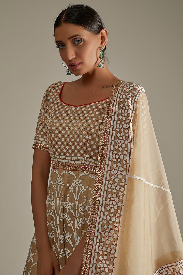 Gold Embroidered Bridal Anarkali Set by ASAL By Abu Sandeep at Pernia's Pop Up Shop