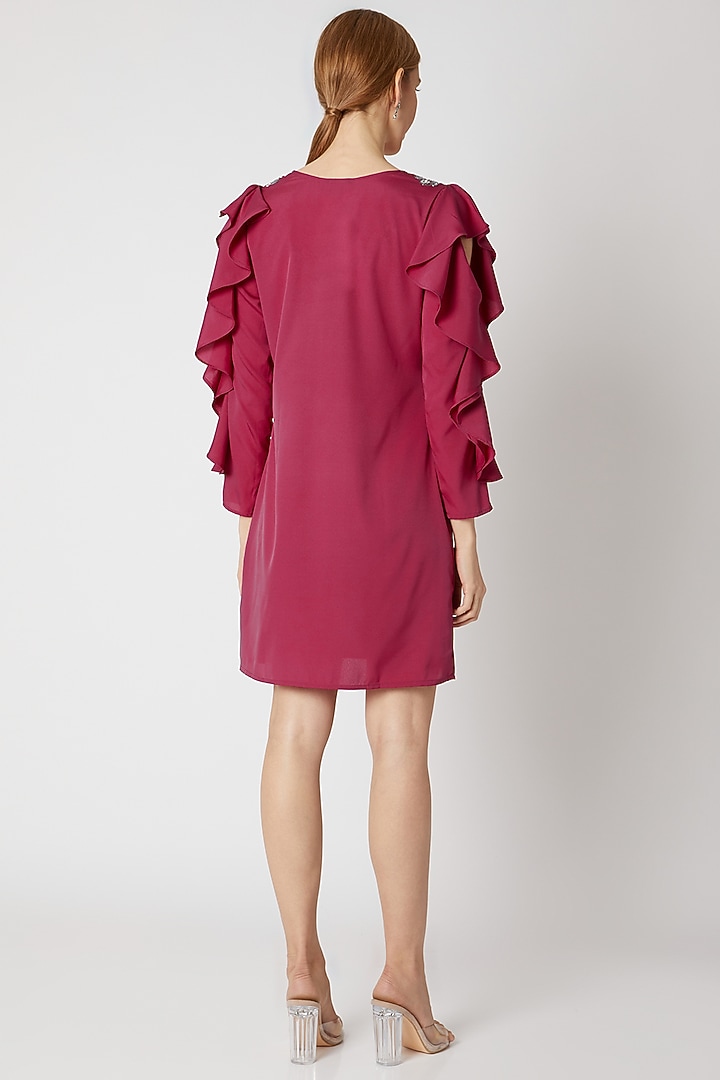 Maroon Summer Dress With Embellishments by Attic Salt at Pernia's Pop Up Shop