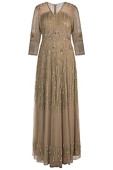 Olive Green Embellished Gown Design by Attic Salt at Pernia's Pop Up ...