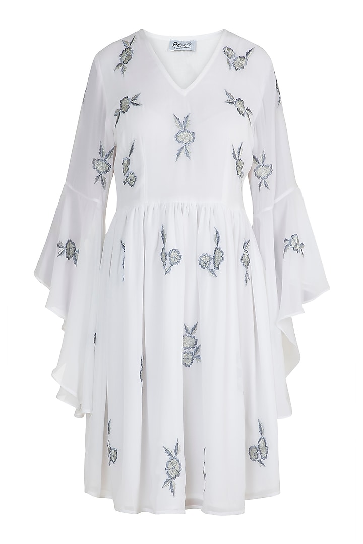 White Embroidered Drape Dress by Attic Salt