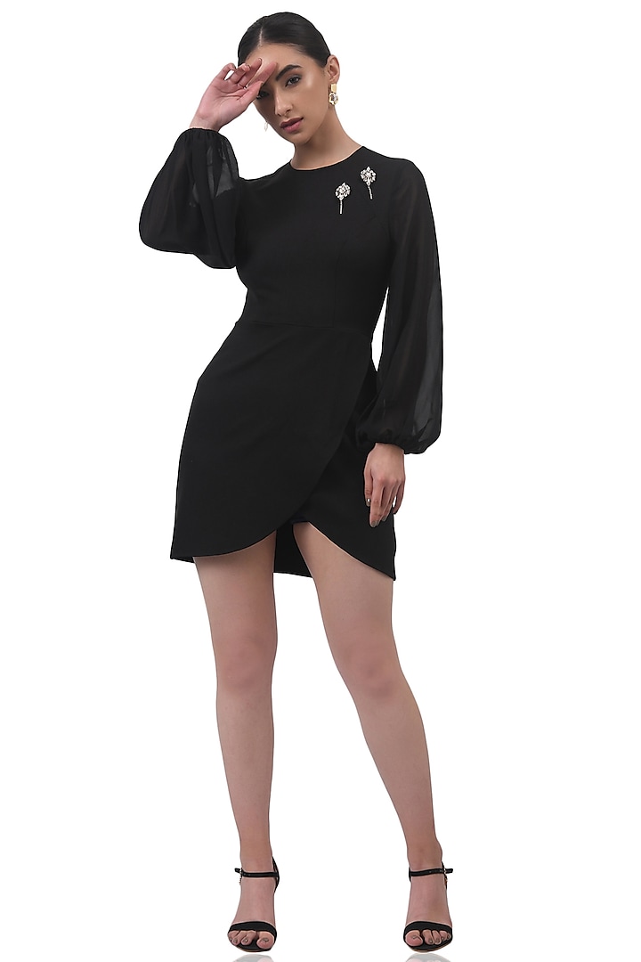 Black Layered Mini Dress by Attic Salt
