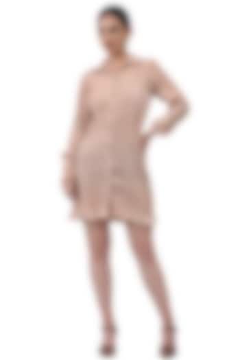 Nude Pleated Summer Shirt Dress by Attic Salt at Pernia's Pop Up Shop