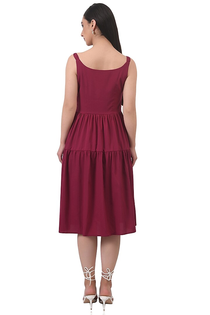 Wine Gathered Midi Summer Dress by Attic Salt at Pernia's Pop Up Shop