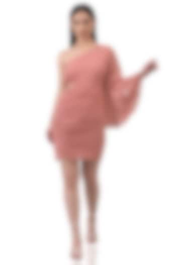Nude Pink One-Shoulder Ruched Summer Dress by Attic Salt at Pernia's Pop Up Shop