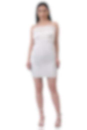 White Poly Georgette Mini Dress by Attic Salt at Pernia's Pop Up