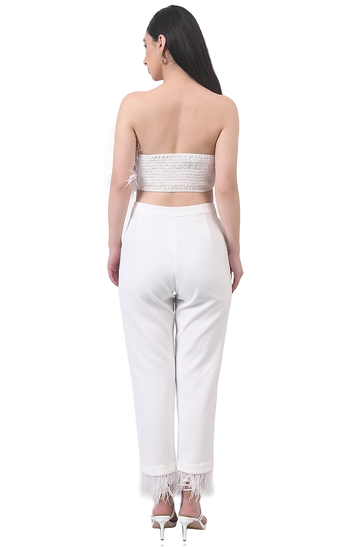 White Ostrich Feather Bustier by Attic Salt at Pernia's Pop Up Shop