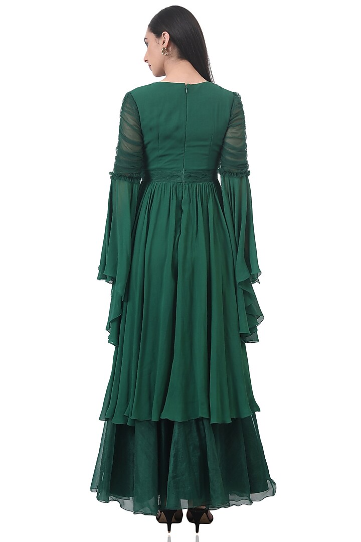 Green Gauze & Organza Gown  by Attic Salt at Pernia's Pop Up Shop