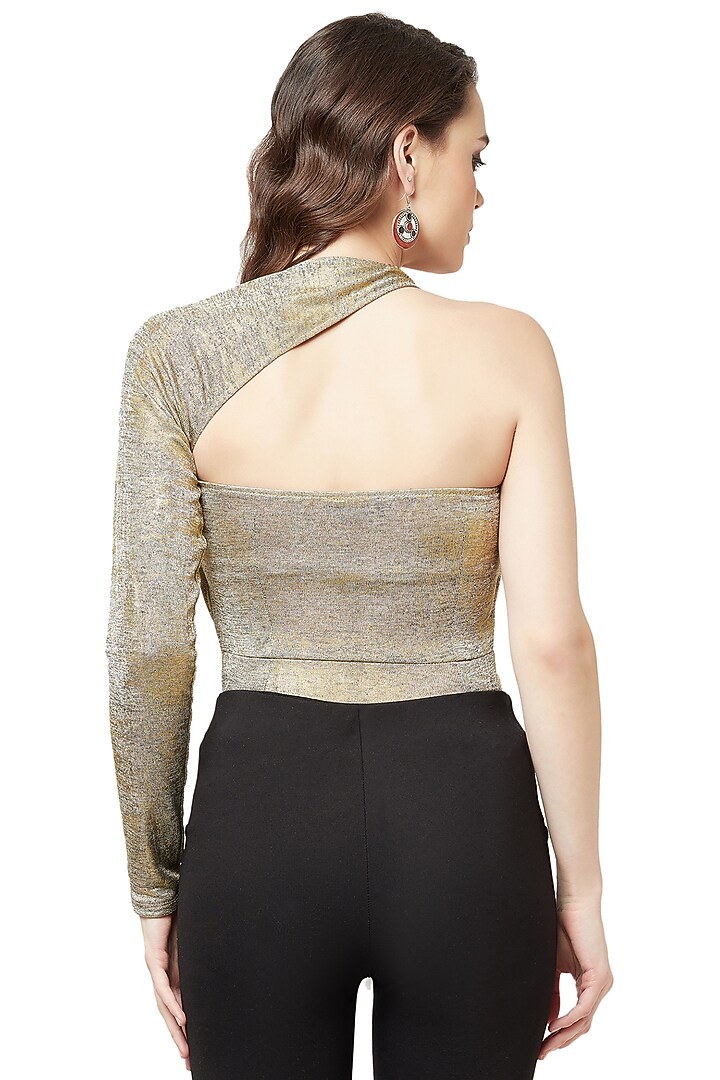 Gold Foil One Shoulder Bodysuit by Attic Salt at Pernia's Pop Up Shop