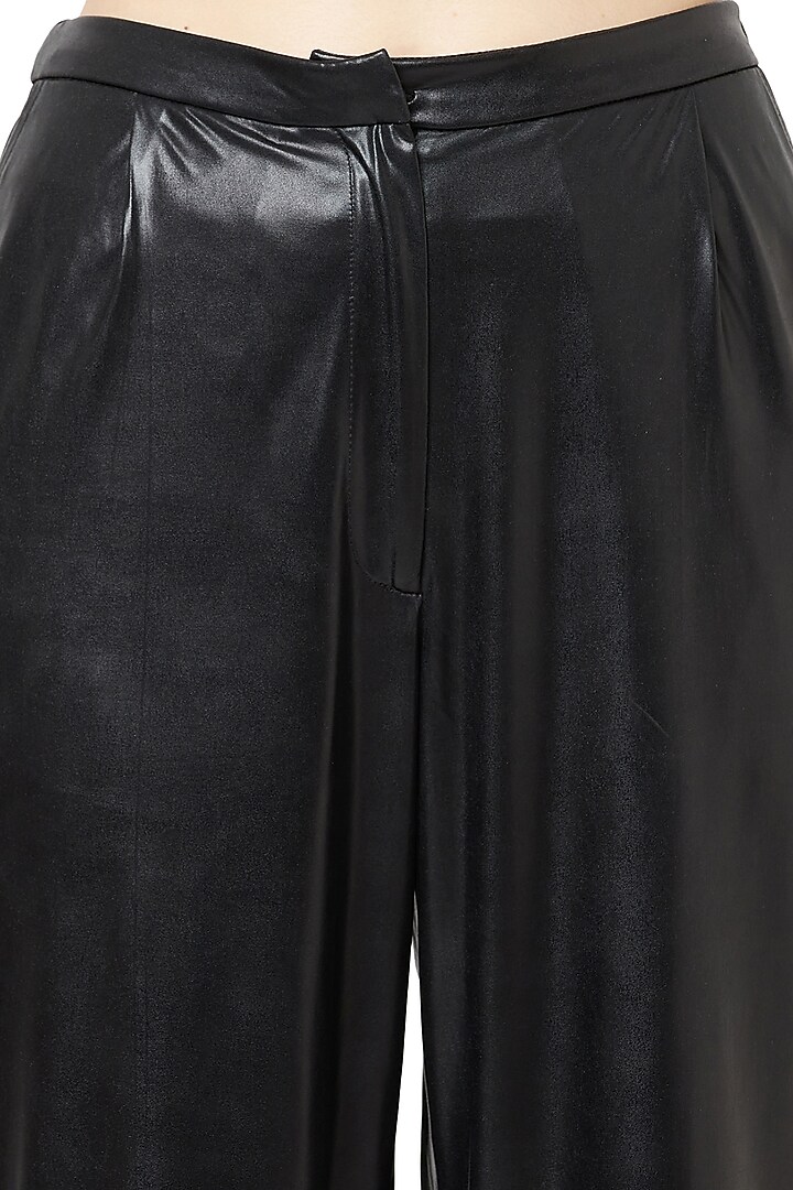 Black Metallic Leather Pants by Attic Salt at Pernia's Pop Up Shop