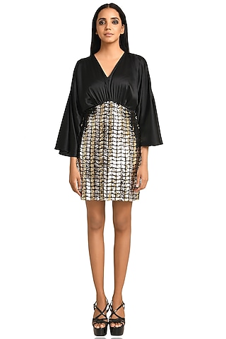 Black Satin Mini Dress by Attic Salt